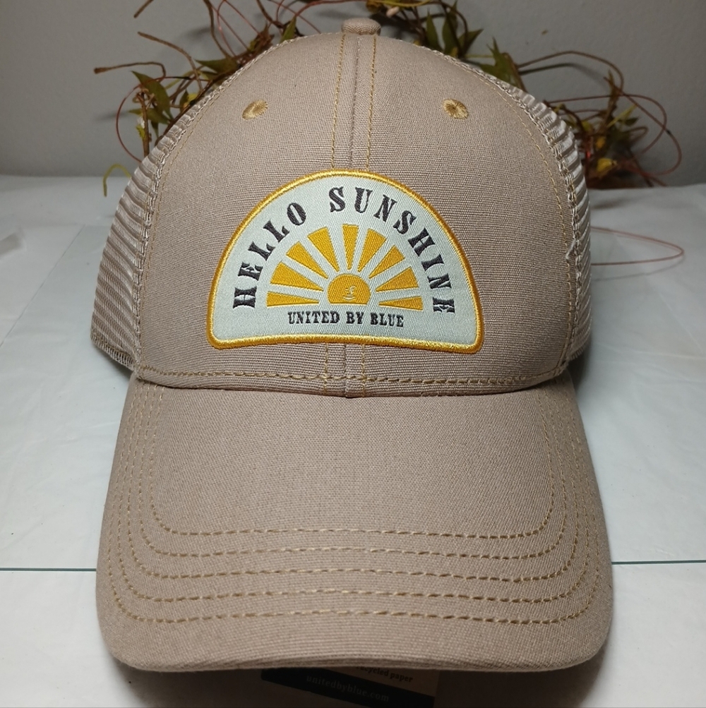 United By Blue Beige Cap with Yellow Sun Patch "HELLO SUNSHINE" NWT OSFM